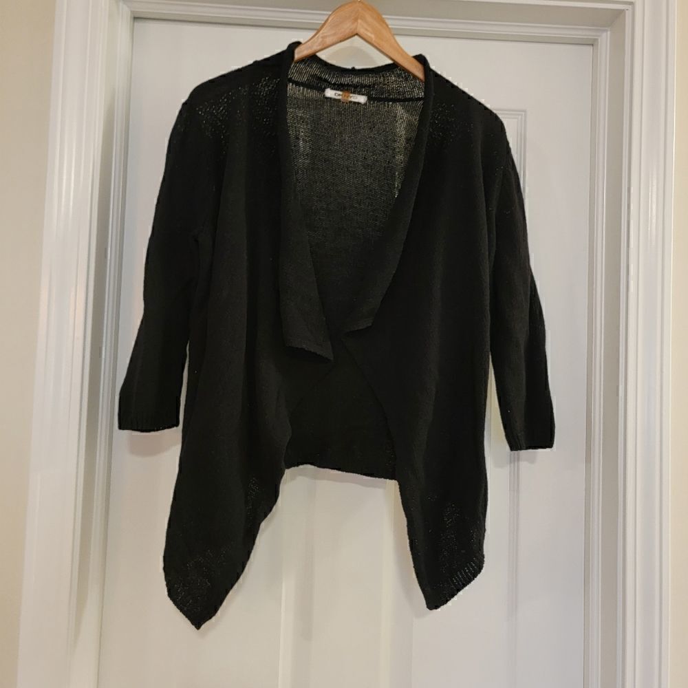 DKNYC Cardigan open linen nylon blend black size small
